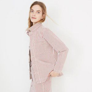 Denim Patched Pocket Chore Coat in Stripe